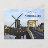 Windmill and Leiden Windmill Bridge Netherlands Briefkaart (Voorkant)