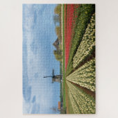 Windmill and tulips landscape in Holland Legpuzzel (Verticaal)