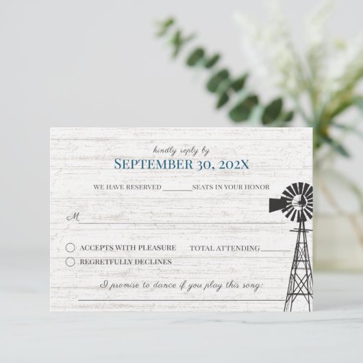 Windmill Barn Wedding Reply Kaart (Staand voorkant)