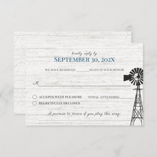Windmill Barn Wedding Reply Kaart (Voorkant / Achterkant)