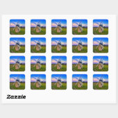 Windmill Blue Sky Vierkante Sticker (Vel)