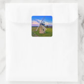 Windmill Blue Sky Vierkante Sticker (Tas)