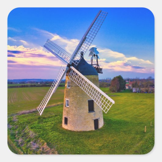Windmill Blue Sky Vierkante Sticker (Voorkant)