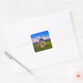 Windmill Blue Sky Vierkante Sticker (Envelop)