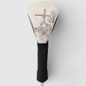 Windmill De Adriaan Haarlem Netherlands Pen & Ink Golfheadcover (Voorkant)