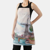 Windmill De Adriaan Haarlem Netherlands Waterverf Schort (Insitu)