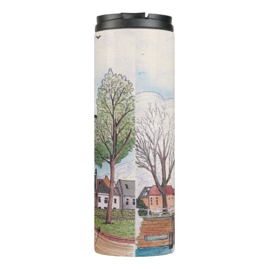 Windmill De Adriaan Haarlem Netherlands Waterverf Thermosbeker (Achterkant)