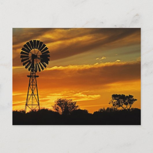 Windmill en Sunset, William Creek, Oodnadatta Briefkaart (Voorkant)