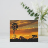 Windmill en Sunset, William Creek, Oodnadatta Briefkaart (Staand voorkant)