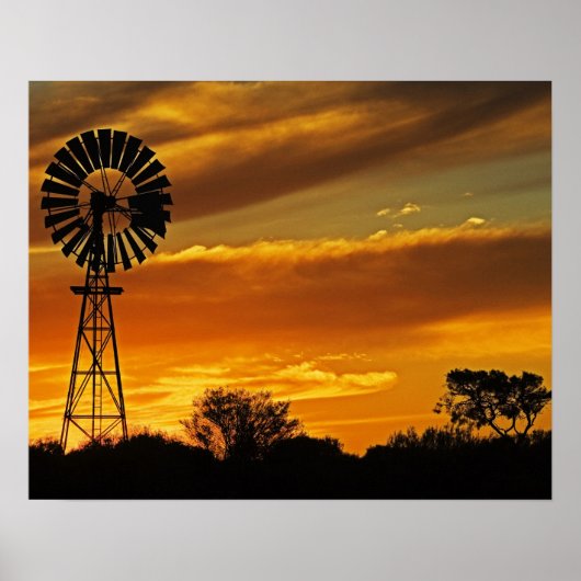 Windmill en Sunset, William Creek, Oodnadatta Poster (Voorkant)