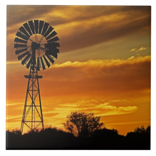 Windmill en Sunset, William Creek, Oodnadatta Tegeltje (Voorkant)