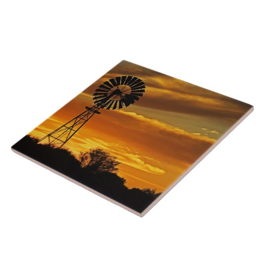 Windmill en Sunset, William Creek, Oodnadatta Tegeltje (Zijkant)