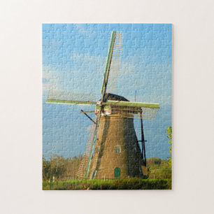 Windmill in Kinderdijk Nederland Legpuzzel
