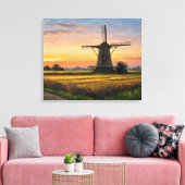 Windmill In The Countryside Canvas Afdruk (Insitu (Woonkamer))
