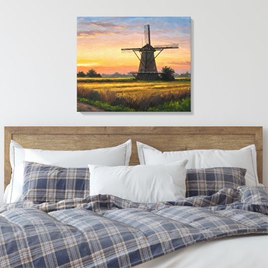 Windmill In The Countryside Canvas Afdruk (Insitu (Slaapkamer))