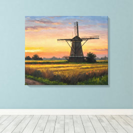 Windmill In The Countryside Canvas Afdruk