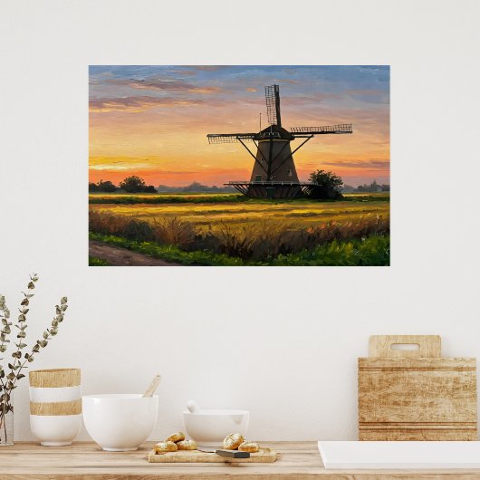 Windmill In The Countryside Poster (Keuken)