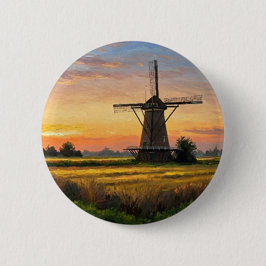 Windmill In The Countryside Ronde Button 5,7 Cm (Voorkant)
