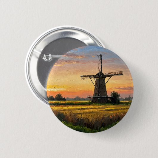 Windmill In The Countryside Ronde Button 5,7 Cm (Voorkant /achterkant)