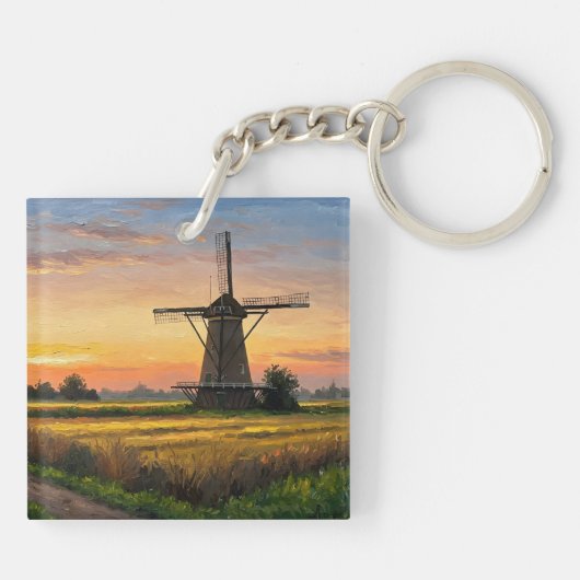Windmill In The Countryside Sleutelhanger (Achterkant)