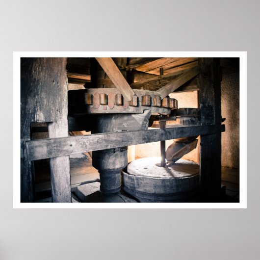 Windmill Interior, Millstone, Tés, Hongarije Poster (Voorkant)