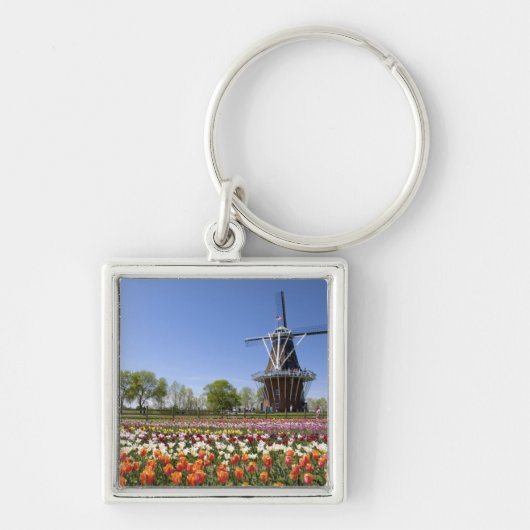 Windmill Island park met tulpen in bloei Sleutelhanger (Voorkant)