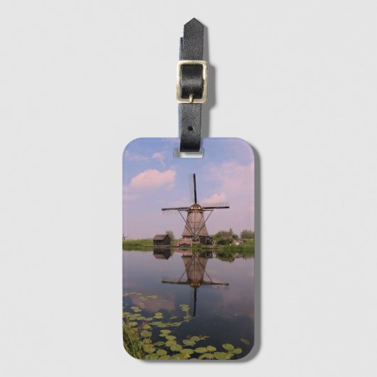 Windmill Kinderdijk Summer Holland Nederlandse Fot Bagagelabel (Voorkant (verticaal))