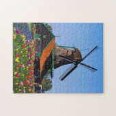 Windmill Nederland Tulip Garden Europe Jigzaag Pu Legpuzzel (Horizontaal)