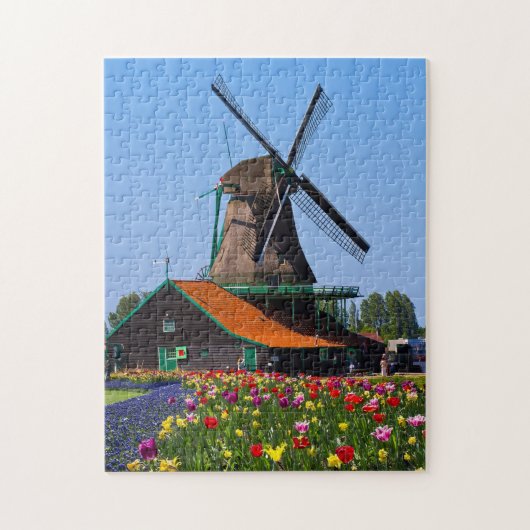 Windmill Nederland Tulip Garden Europe Jigzaag Pu Legpuzzel (Verticaal)