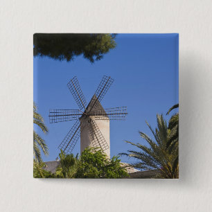 Windmill, Palma, Mallorca, Spanje Vierkante Button 5,1 Cm