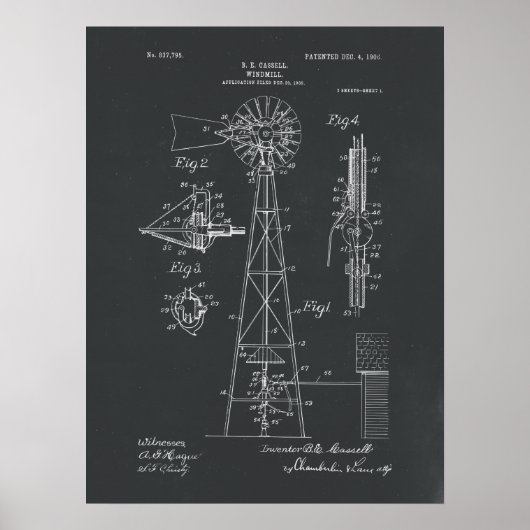 Windmill-patentafdrukken op karton poster (Voorkant)