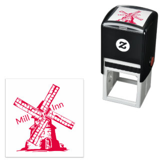 Windmill Personalize with your Logo and Text Zelfinktende Stempel