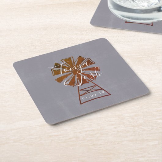 Windmill Rustic Wedding Kartonnen Onderzetters (Schuin)