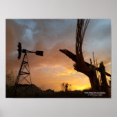 Windmill Saguaro Cactus Skeleton Arizona Sunset Poster (Voorkant)