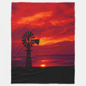 Windmill Sunset Fleece Deken (Voorkant)