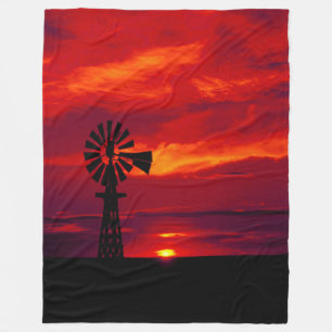 Windmill Sunset Fleece Deken
