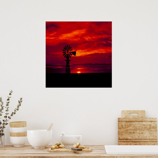 Windmill Sunset Poster (Keuken)
