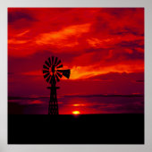 Windmill Sunset Poster (Voorkant)