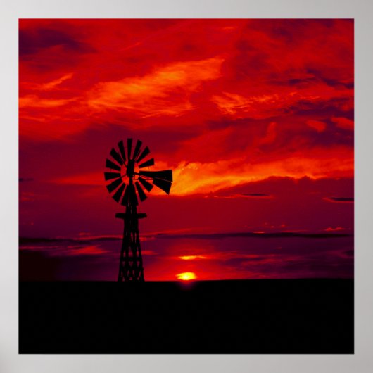 Windmill Sunset Poster (Voorkant)