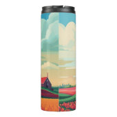 Windmill Tulip Field Netherlands Illustratie Thermosbeker (Achterkant)