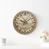 Windmill Wall Clock – Rustic Wood-Burned Style Grote Klok (Huis)