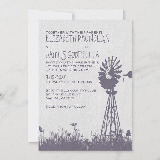 Windmill Wedding Invitations Kaart (Voorkant)