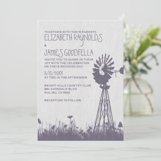 Windmill Wedding Invitations Kaart (Staand voorkant)