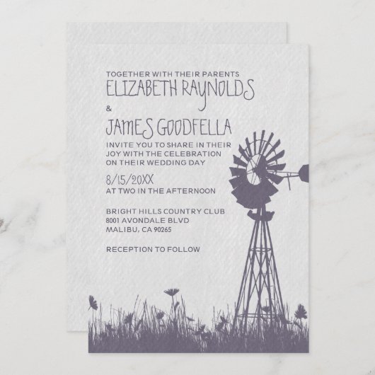 Windmill Wedding Invitations Kaart (Voorkant / Achterkant)
