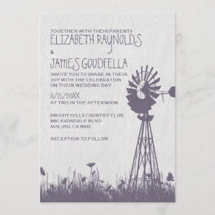 Windmill Wedding Invitations Kaart