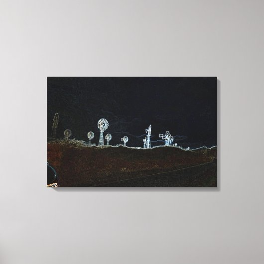 Windmill Windfarm Car Circa 1930 Foto Neon Canvas Afdruk (Voorkant)