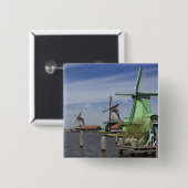 Windmill, Zaanse Schans, Holland, Nederland 2 Vierkante Button 5,1 Cm (Voorkant /achterkant)