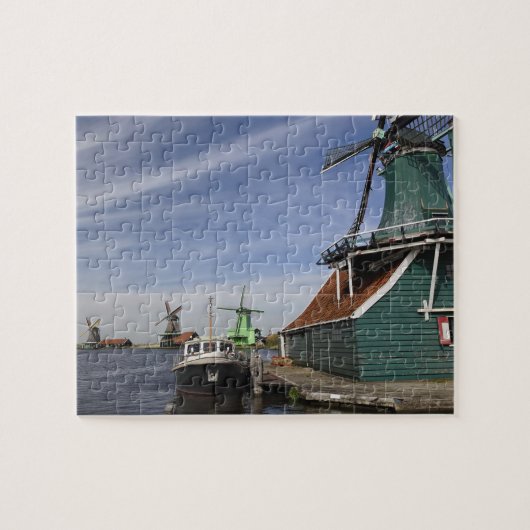 Windmill, Zaanse Schans, Holland, Nederland Legpuzzel (Horizontaal)