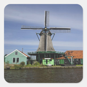 Windmill, Zaanse Schans, Nederland 3 Vierkante Sticker
