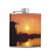 Windmills bij zonsondergang, Kinderdijk, Nederland Heupfles (Voorkant)